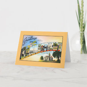 Cartão Saudações Vintage de Connecticut