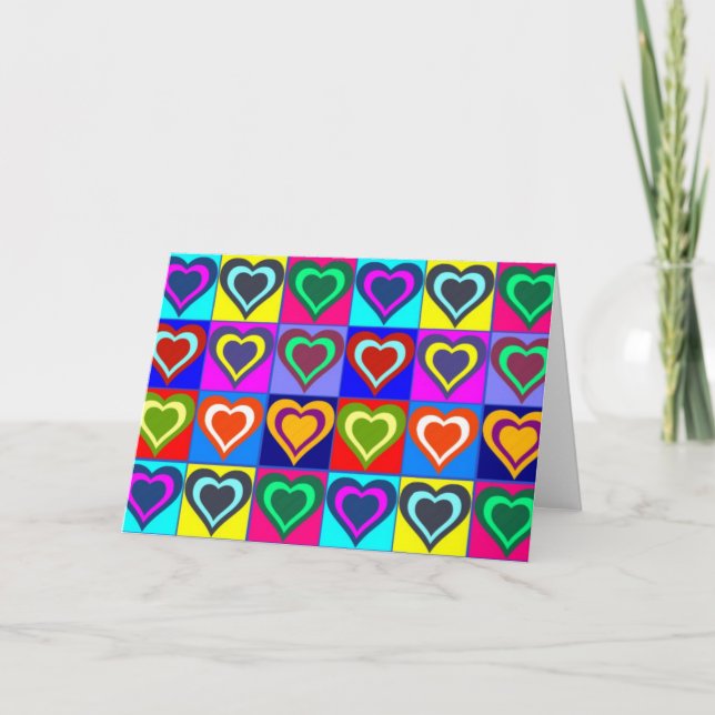 Cartão Saudável - Corações Coloridas Pop (Frente)