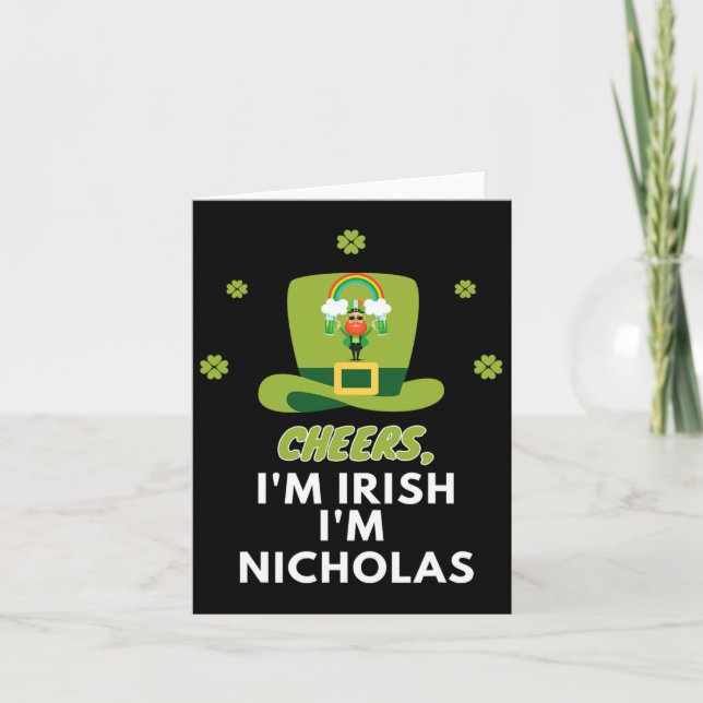 Cartão Saúde Eu Sou Irlandês Eu Sou Nicholas  (Frente)