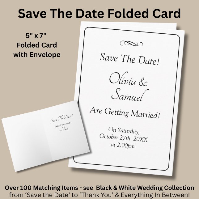 Cartão Save The Date - Black & White with Infinity Scroll (Criador carregado)