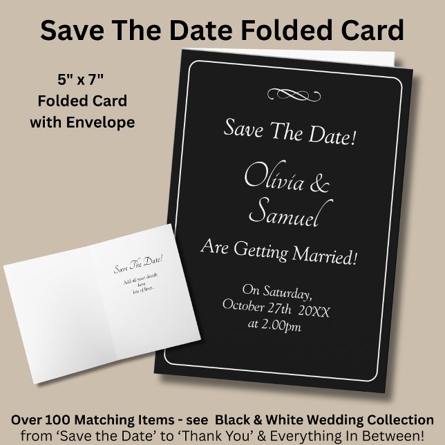 Cartão Save The Date - Black & White with Infinity Scroll (Criador carregado)