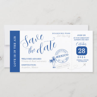 Cartão Save the date Boarding pass invitation