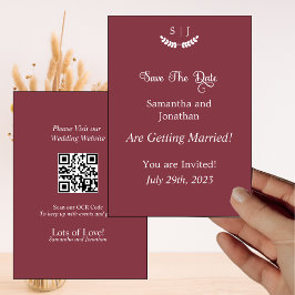 Cartão SaveDate de Tom Vermelho Vermelho Escuro Mo