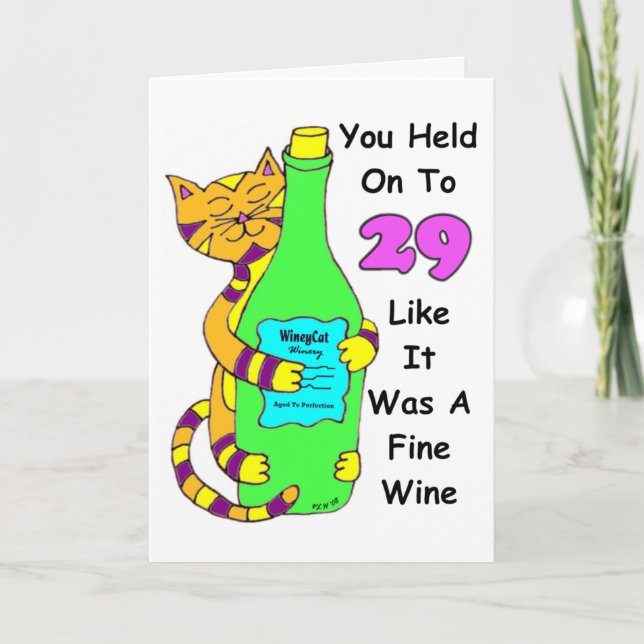 Cartão Savor 30 Winey Cat Birthday Card (Frente)