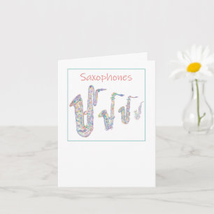 Cartão Saxofones Jazz Line art Folheto