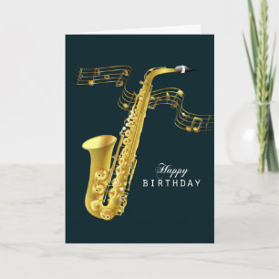 Cartão Saxophone Music Happy Birthday