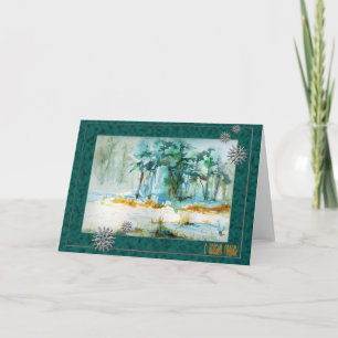 Cartão Sazonal Russo de Ano Novo com Neve