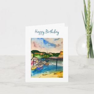 Cartão Scarborough Harbor Original Birthday