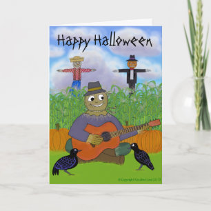 Cartão Scarecrow Playing Guitar