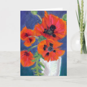 Cartão Scarlet Poppies Oil Pastels Birthday Card