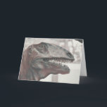 Cartão Scary Dinossaur Birthday<br><div class="desc">Este cartão de aniversário feliz apresenta um impressionante dinossauro tiranossauro.</div>