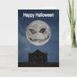 Cartão Scary Jack O Lantern Halloween Moon