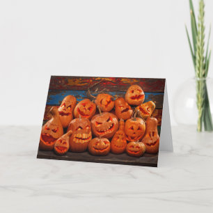 Cartão Scary Jack O Lantern Halloween Pumpkins 2