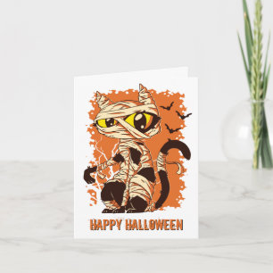 Cartão Scary Mummy Cat Happy Halloween