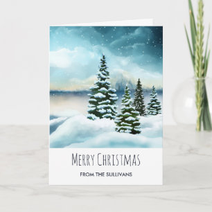 Cartão Scenic Winter Wonderland Watercolor Christmas