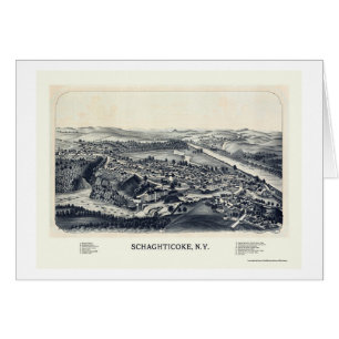 Cartão Schaghticoke, mapa panorâmico de NY - 1889