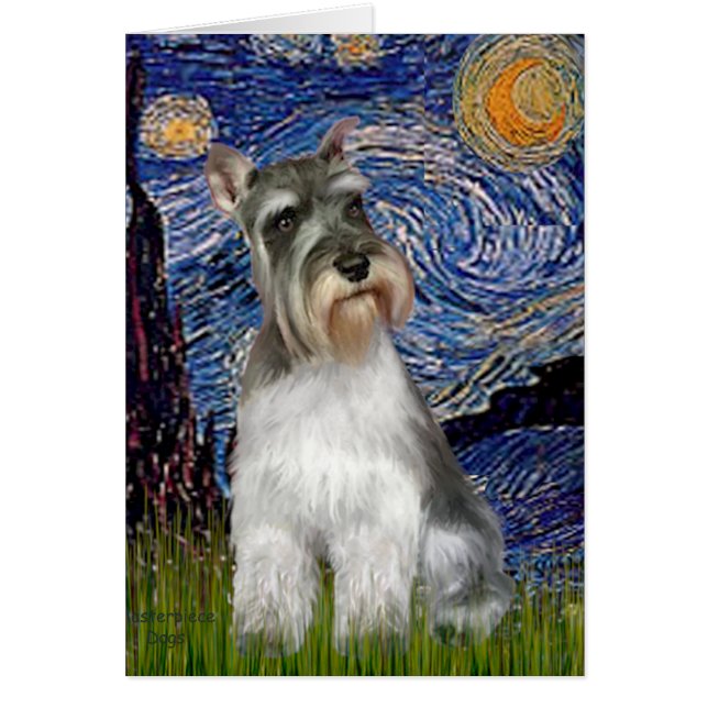 Cartão Schnauzer 11N - Noite Estrelada (Vert.) (Frente)