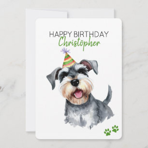 Cartão Schnauzer Cachorro Personalizado Feliz Aniversário