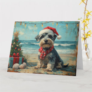 Cartão Schnauzer Dog Christmas Vintage Beach