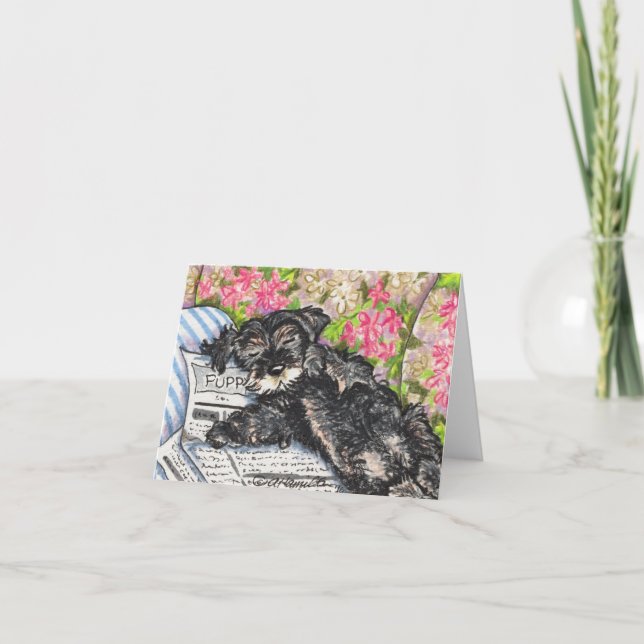 Cartão Schnauzer Dreams Impressão (Frente)