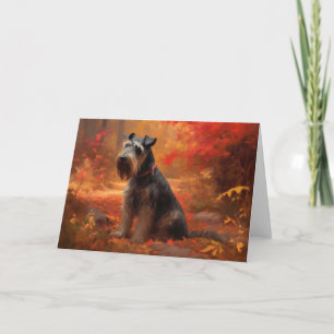 Cartão Schnauzer: Folhas de outono caem inspiração