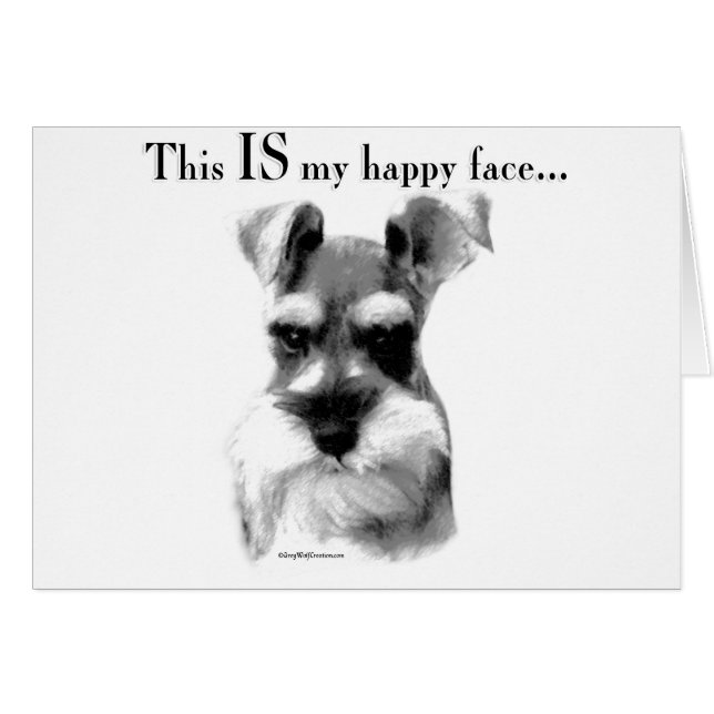 Cartão Schnauzer Happy Face (Frente Horizontal)