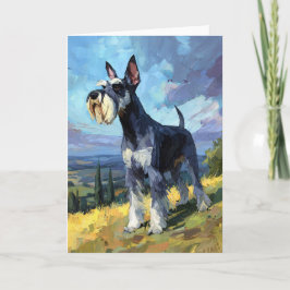Cartão Schnauzer Sunlit Countryside Landscape Art