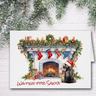 Cartão Schnauzer Terrier espere por Lareira de Papais noe