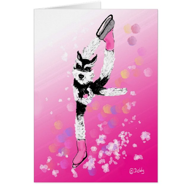 Cartão Schnauzers no gelo II (Frente)