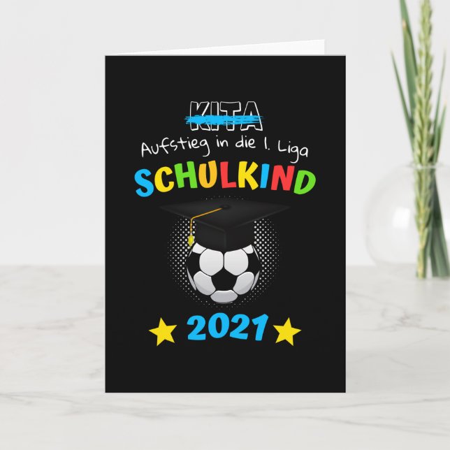 Cartão Schulkind 1. Klasse 2021 Einschulung Kind Fußball (Frente)