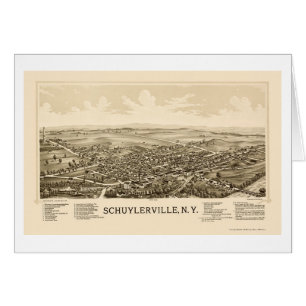 Cartão Schuylerville, mapa panorâmico de NY - 1889