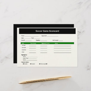 Cartão Scorecard de Jogo de Futebol