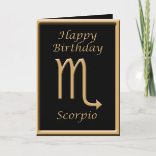 Cartão Scorpio Dourado Símbolo Black Birthday