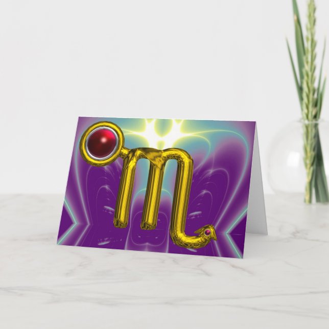 Cartão SCORPIO Zodiac Aniversário da Granada Vermelha (Frente)