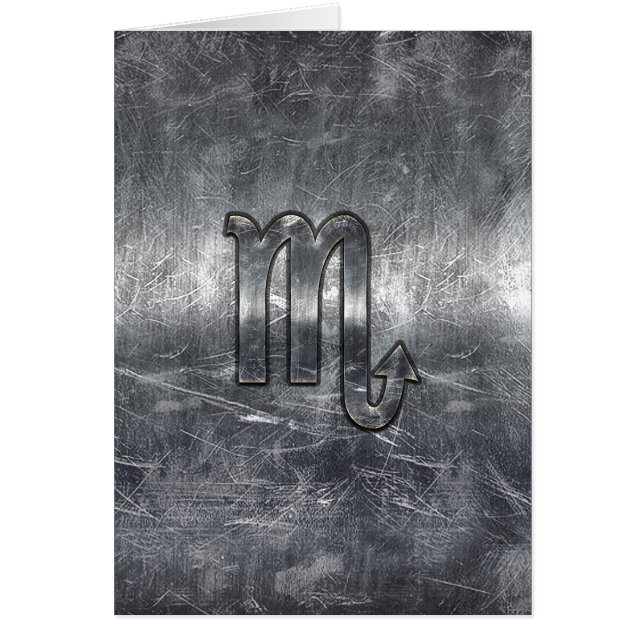 Cartão Scorpio Zodiac Símbolo no Estilo Metálico Grunge (Frente)