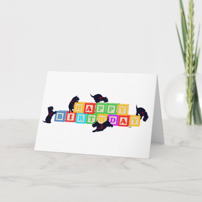 Cartão Scottie Birthday Blocks (Frente)