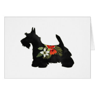 Cartão Scottie Dog Breed Boho Floral Silhouette Card