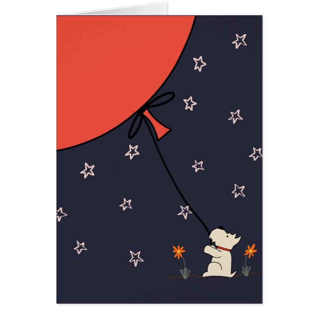 Cartão Scottie e o balão vermelho grande (Frente)