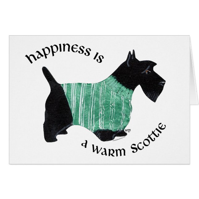 Cartão Scottie em um suéter verde (Frente Horizontal)