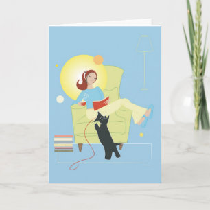 Cartão Scottie Gal Reading - Greeting Card