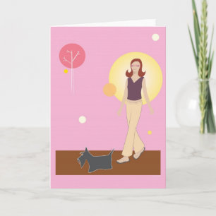 Cartão Scottie Gal Walking - Greeting Card