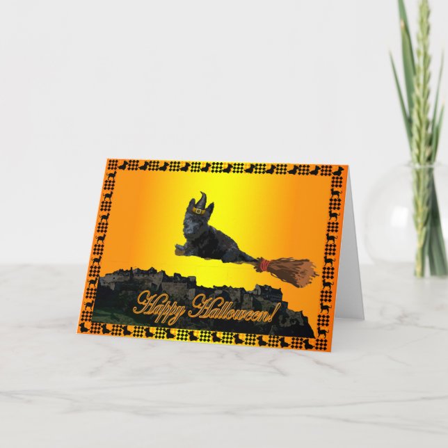 Cartão Scottie o Dia das Bruxas (Frente)