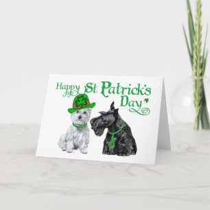 Cartão Scottie & Westie Ruas. Dia do Paddy