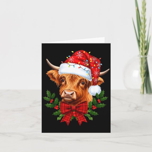 Cartão Scottish Highland Cow Christmas Funny Cow Lover Xm (Frente)