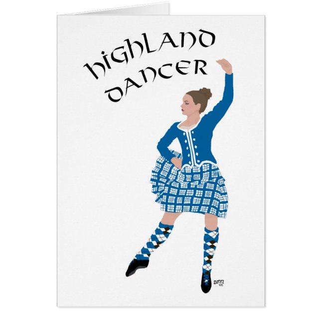 Cartão Scottish Highland Dancer - Teal (Frente)