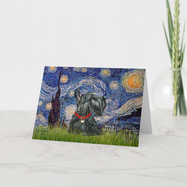 Cartão Scottish Terrier 12c - Starry Night (Frente)