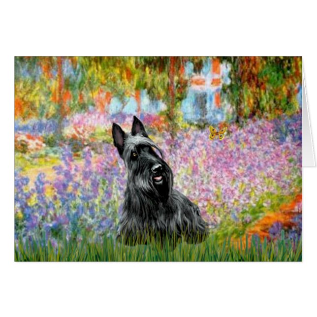 Cartão Scottish Terrier 2 - Jardim (Frente Horizontal)