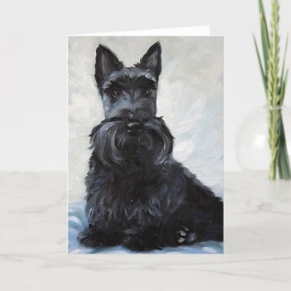 Cartão Scottish Terrier do Scottie - menino azul