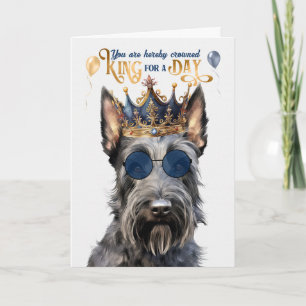 Cartão Scottish Terrier King para um dia feliz aniversári