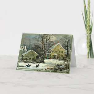 Cartão Scottish Terrier Old Fashiated Winter